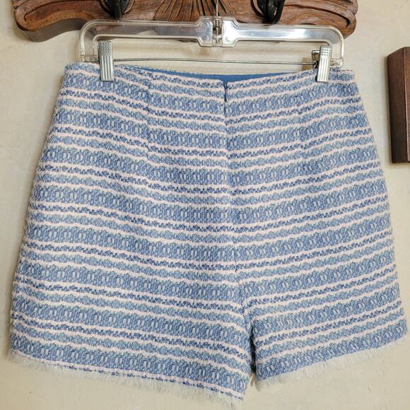 HOUSE OF HARLOW 1960 Tweed Boucle Skirt SKORT Light Blue White Fringe Hem✨️M/8 - Picture 2 of 16